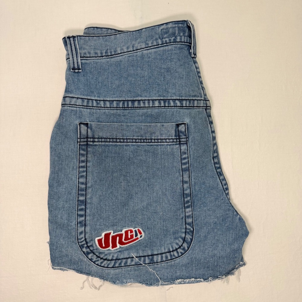 JNCO Destroyer Shorts Mens 36 Blue Denim 14 Inseam Baggy Skater Jean Jorts Y2K